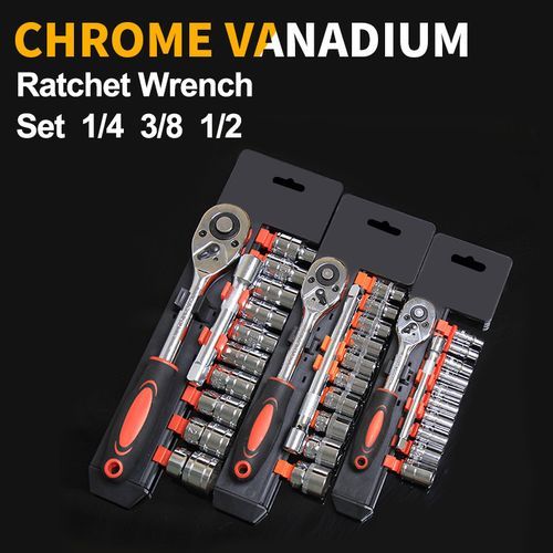 (10mm)Funtionn 12pcs Ratchet Wrench Set 1/4 3/8 1/2 Auto Repair Spanner Tools Hex Socket Sleeve Set 4-24mm DIY Handle DON