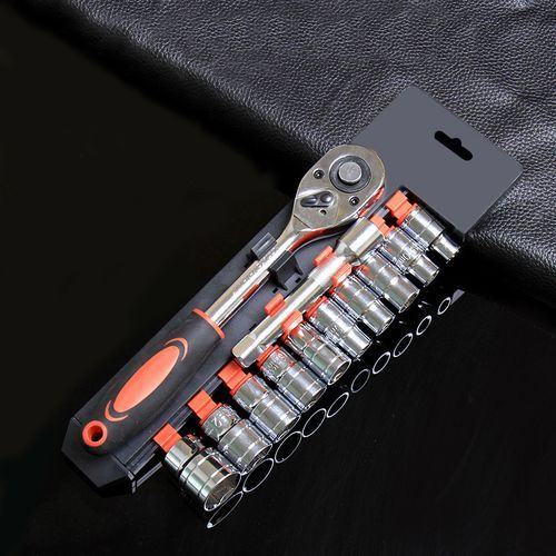 (10mm)Funtionn 12pcs Ratchet Wrench Set 1/4 3/8 1/2 Auto Repair Spanner Tools Hex Socket Sleeve Set 4-24mm DIY Handle DON