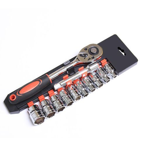 (10mm)Funtionn 12pcs Ratchet Wrench Set 1/4 3/8 1/2 Auto Repair Spanner Tools Hex Socket Sleeve Set 4-24mm DIY Handle DON
