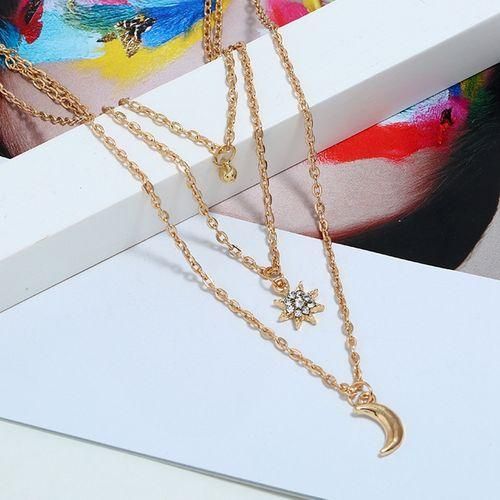 Bohemian Jewelry Moon Star Multi Layer Beaded Pendant