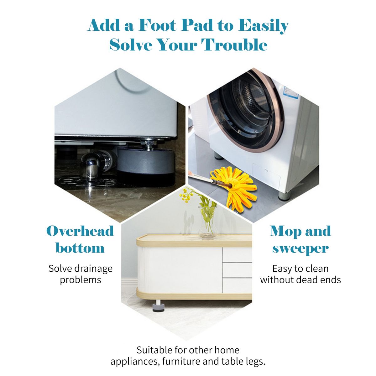 4PCS Washing Machine Base Foot Pads Anti Slip Anti