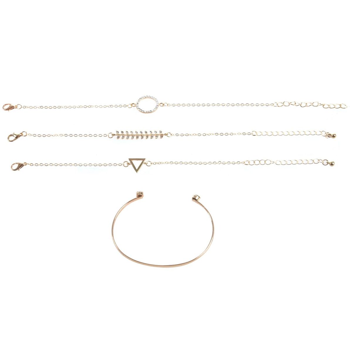 Charm 4 Pcs/Set Women's Fashion Crystal Circle Leaf Chain
