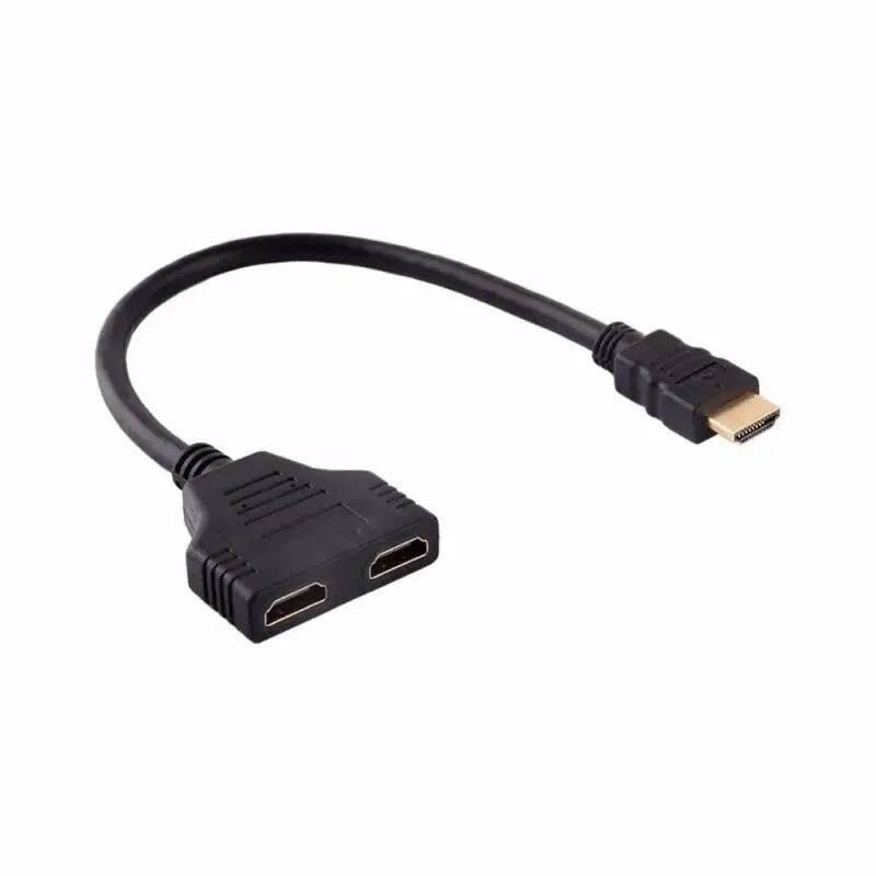 One In Two Out Splitter Portable Black HDMI-compatible Revolution 2 HDMI-compatible Female Splitter Cable Adapter Converter