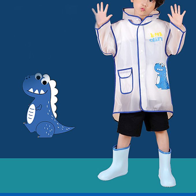 Kid Slicker Transparent Waterproof-Blue Small Dinosaur