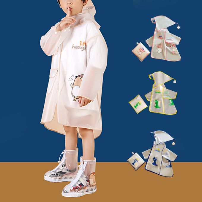 Kid Slicker Transparent Waterproof-Blue Small Dinosaur