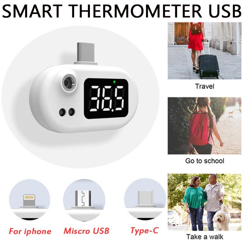 Mini Mobile Phone USB Thermometer Portable Contact-free Infrared Thermometer Home Portable Smart Phone Thermometer