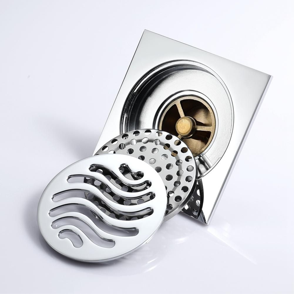Brass Floor Drain 100X100mm Square Anti-Odor Linear Shower