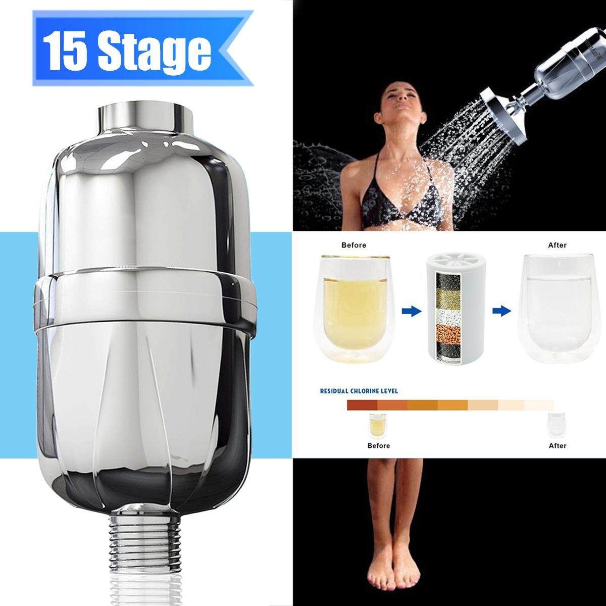 15 Stage Shower Filtration Purifier Hard Water Filter Removal Chlorine Softener