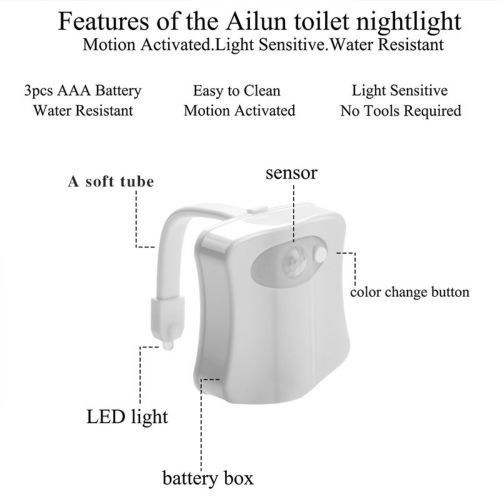 Smart Toilet Bowl Light Seat Sensor Auto Lamp