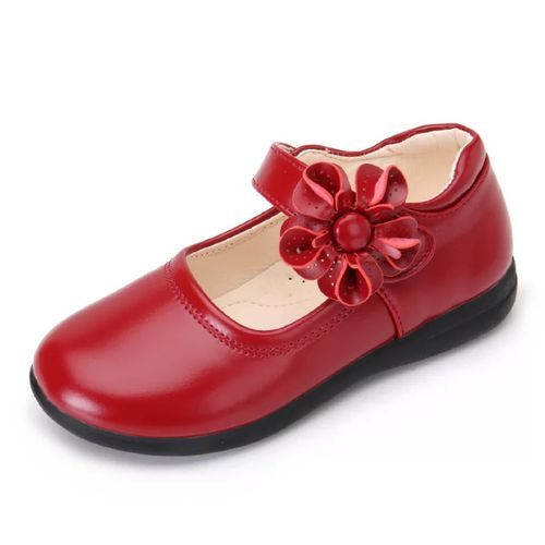 Kid's ShoeS Girls Soft Bottom Leather School Shoes - Red