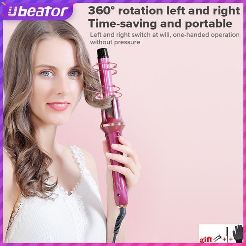 360 Automatic Spin Curling Iron Wand 3 Level Temp Ceramic Heating Women Shiny Salon Styling Tools