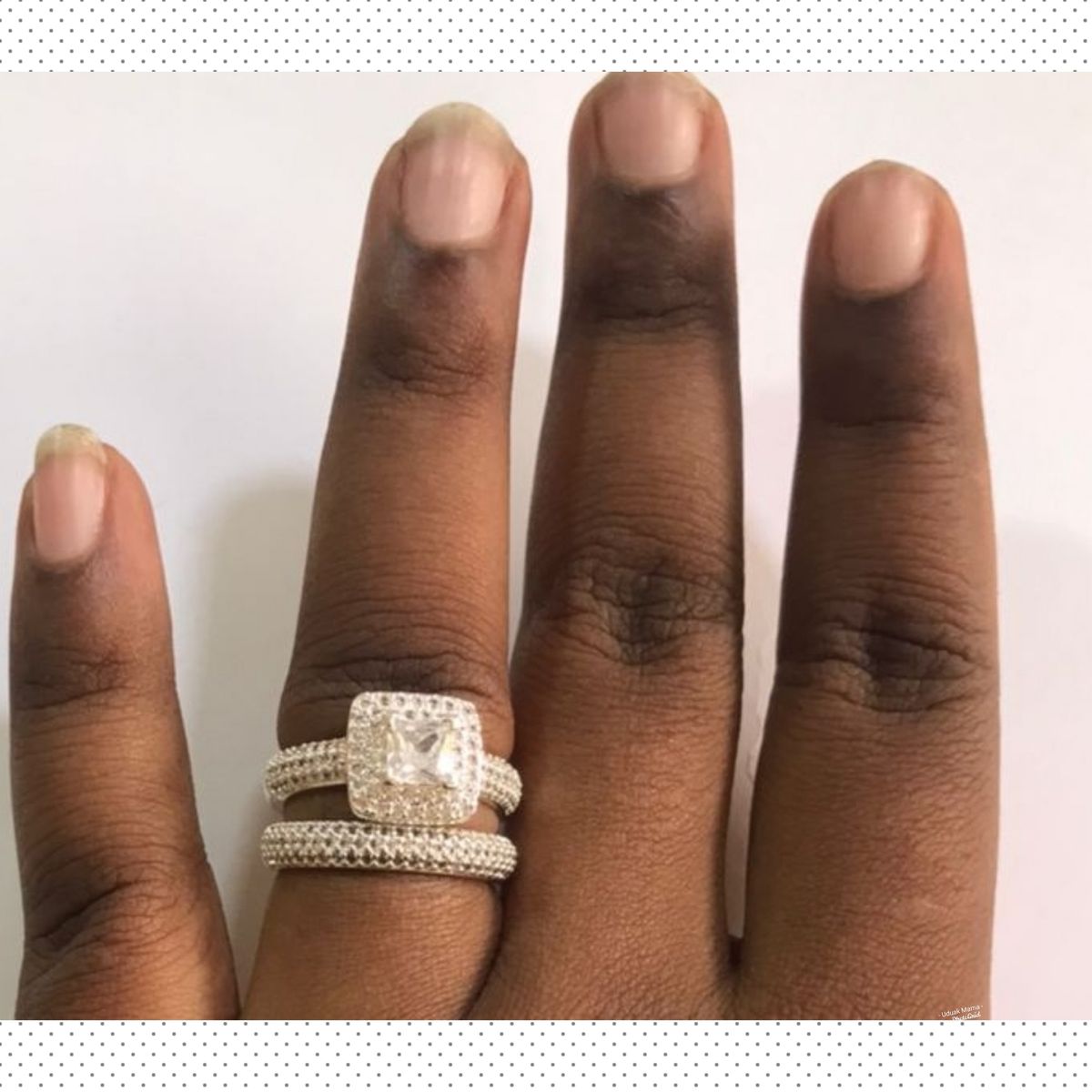 Katty A14 Stone Silver Wedding Ring Set