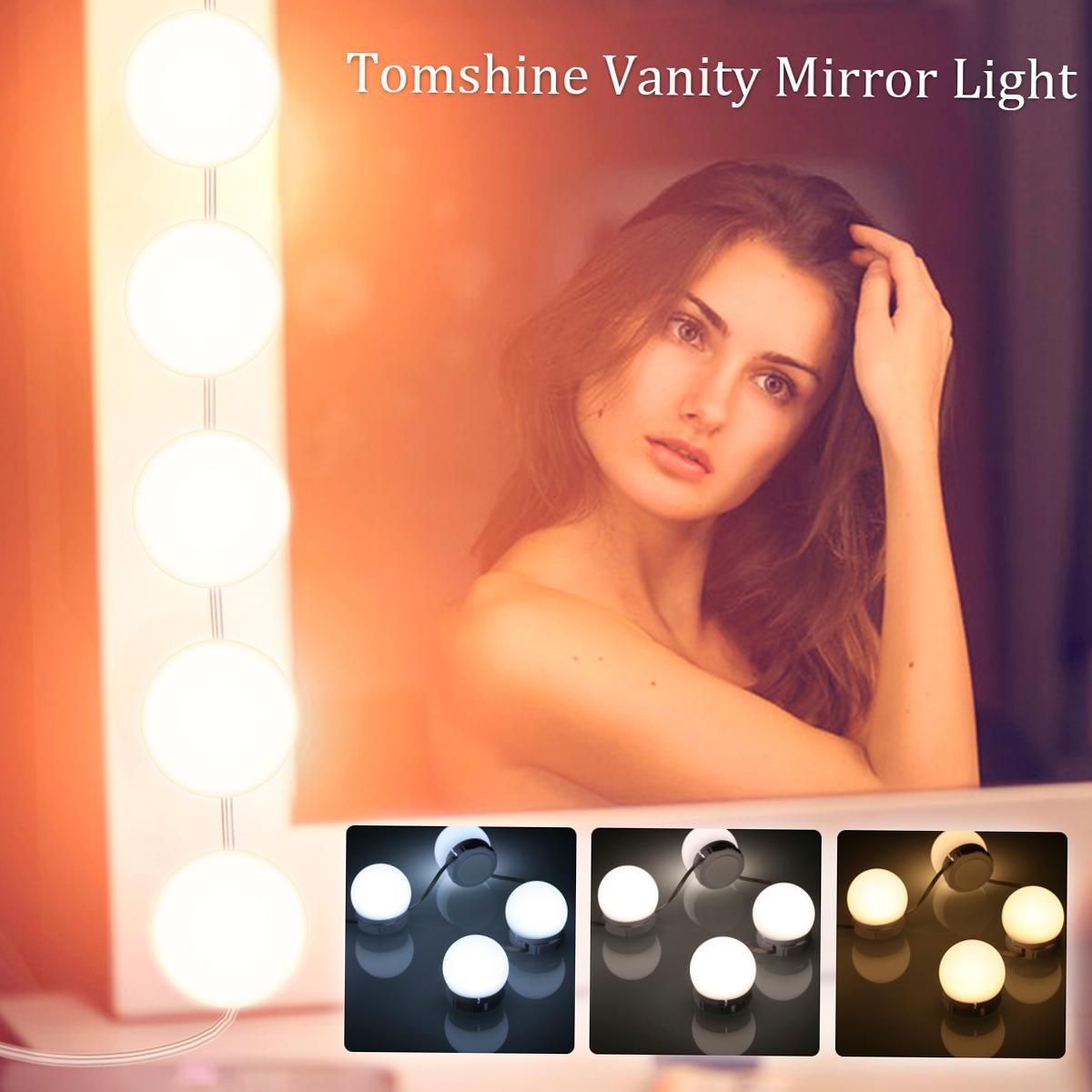 Tomshine Vanity Mirror Fill Lights with 10 Bulbs Adjustable 10 Brightness & 3 Color Temperatures USB Mirror String Light for Makeup Dressing Table