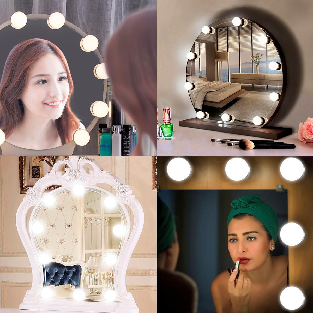 Tomshine Vanity Mirror Fill Lights with 10 Bulbs Adjustable 10 Brightness & 3 Color Temperatures USB Mirror String Light for Makeup Dressing Table