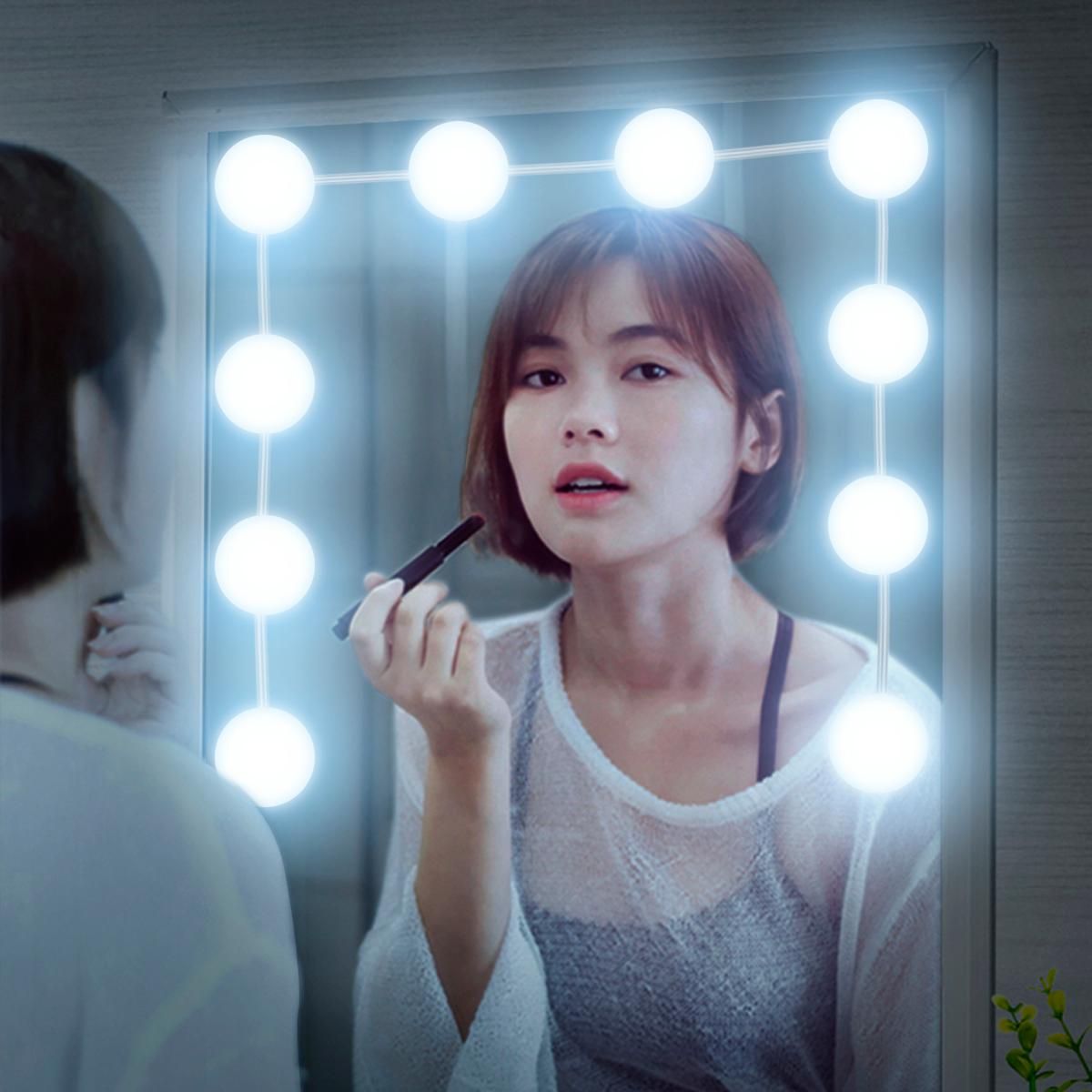 Tomshine Vanity Mirror Fill Lights with 10 Bulbs Adjustable 10 Brightness & 3 Color Temperatures USB Mirror String Light for Makeup Dressing Table