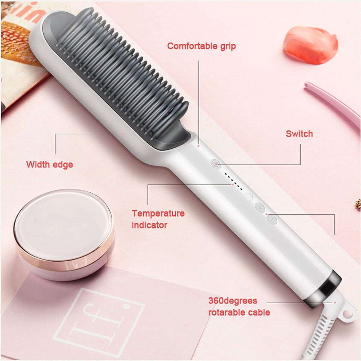 Hair Straightener Brush For Woman Hair Styling Negative