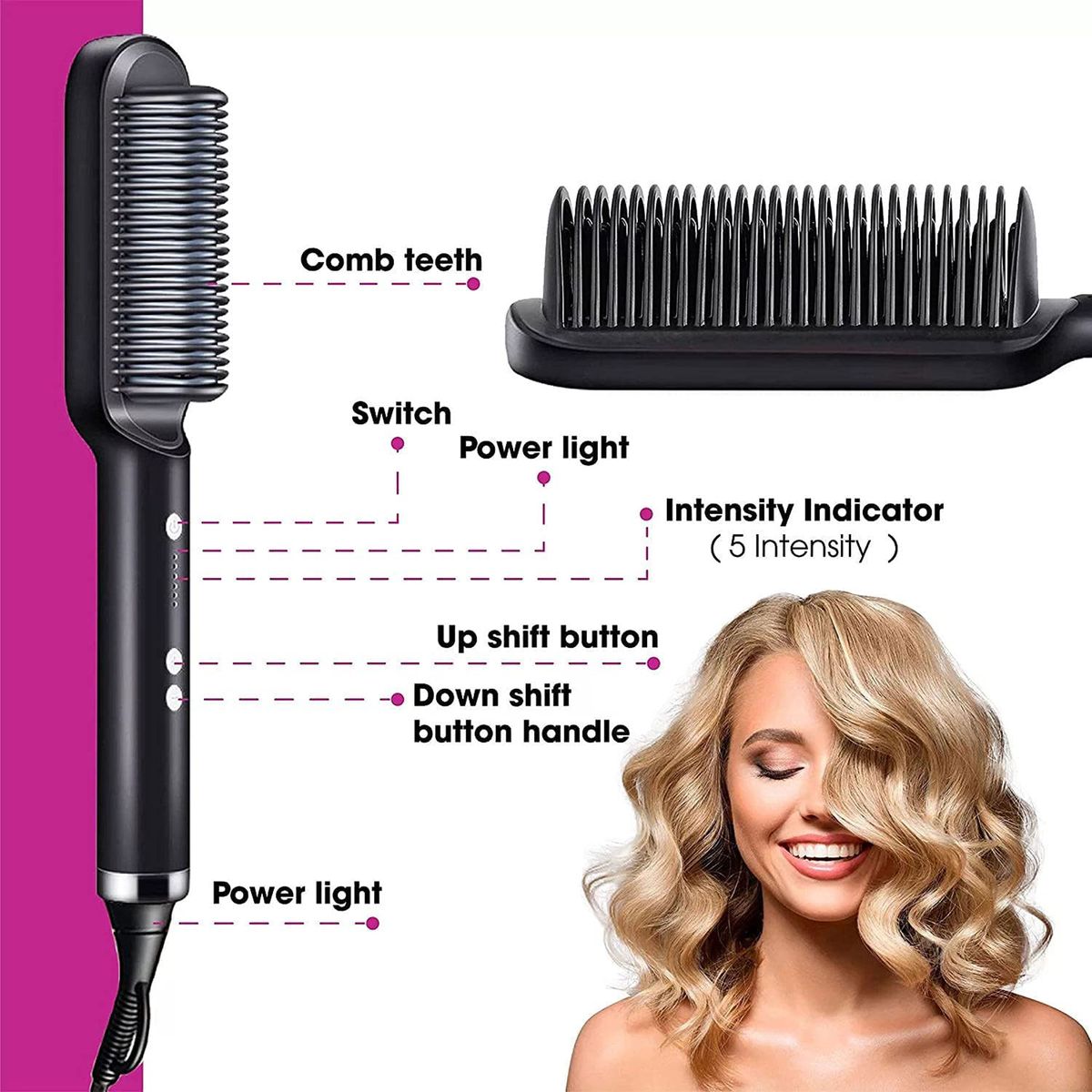 Hair Straightener Brush For Woman Hair Styling Negative