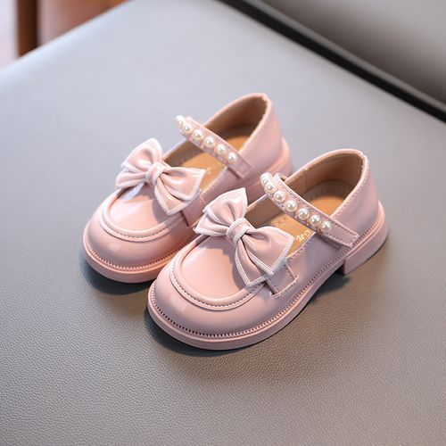 Girls Bow-knot Mary Jane Slip On Shoes Kids Flat Princess Shoes -Pink