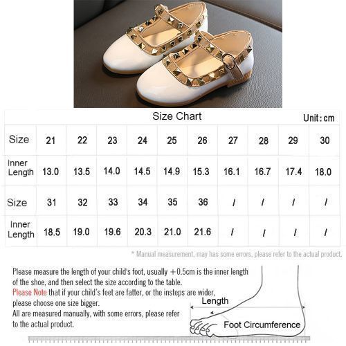 Girls Sandals Wild Rivet Dancing Princess Single Velcro Leather Shoes White