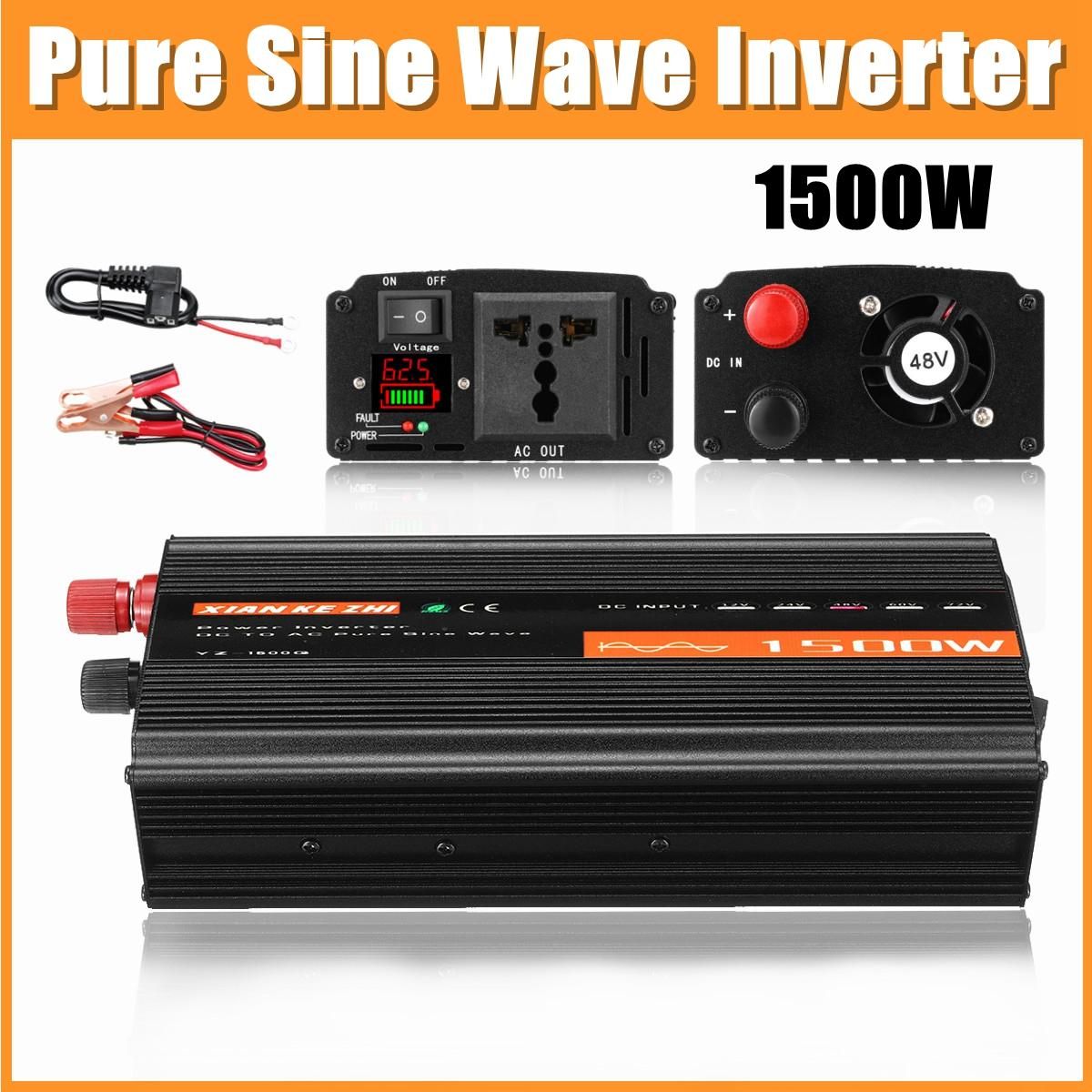 Peak 1500W Pure Sine Wave Inverter 24v LCD Display Car Carvan Converter-24V