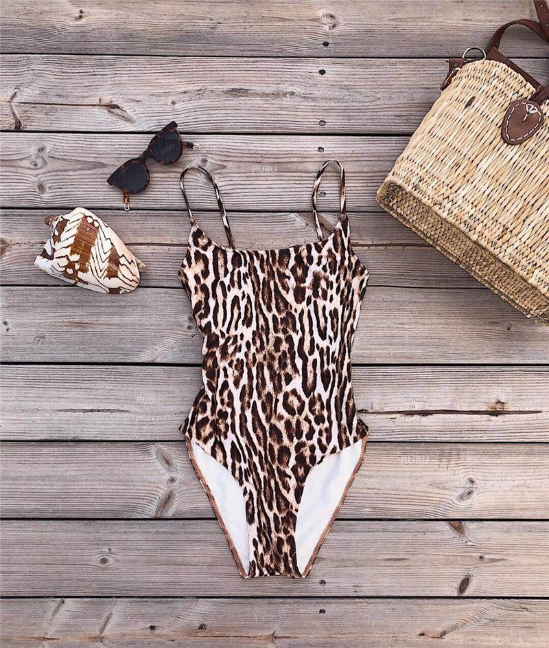 2018 Bathing Suit Women Sexy Leopard Print One Piece Swimsuit Sling Swimwear Swimming Suit For Women HLS