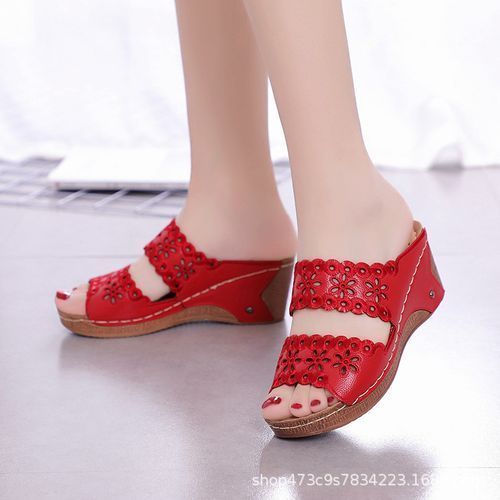 Slope Heel Summer Fish Mouth Ladies Sandals Hollow Set Foot High Heels