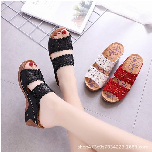Slope Heel Summer Fish Mouth Ladies Sandals Hollow Set Foot High Heels