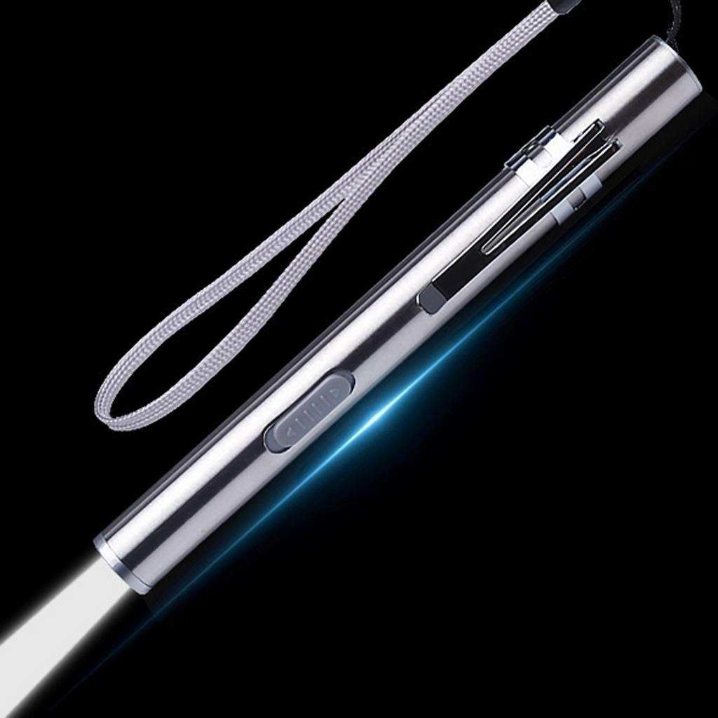 USB Rechargeable Pen Light Mini LED Flashlight Double Lamp