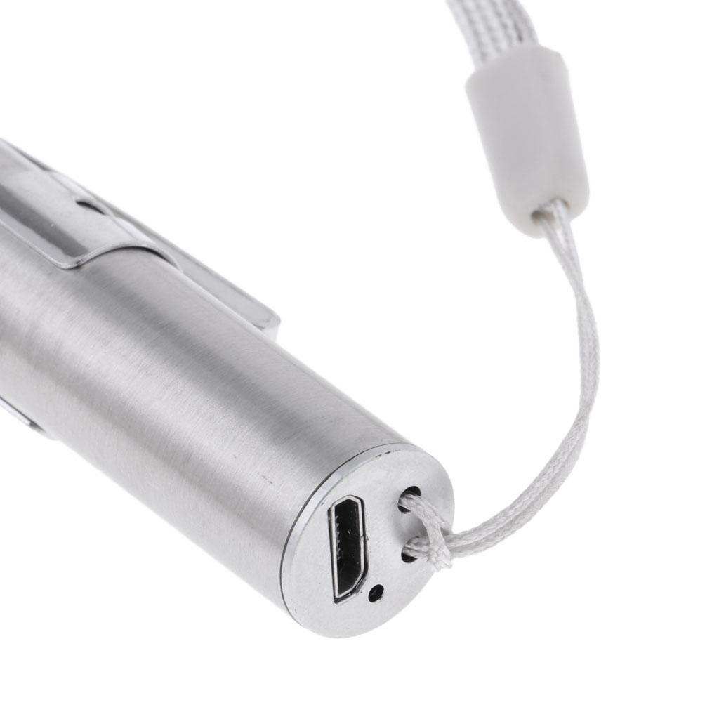 USB Rechargeable Pen Light Mini LED Flashlight Double Lamp