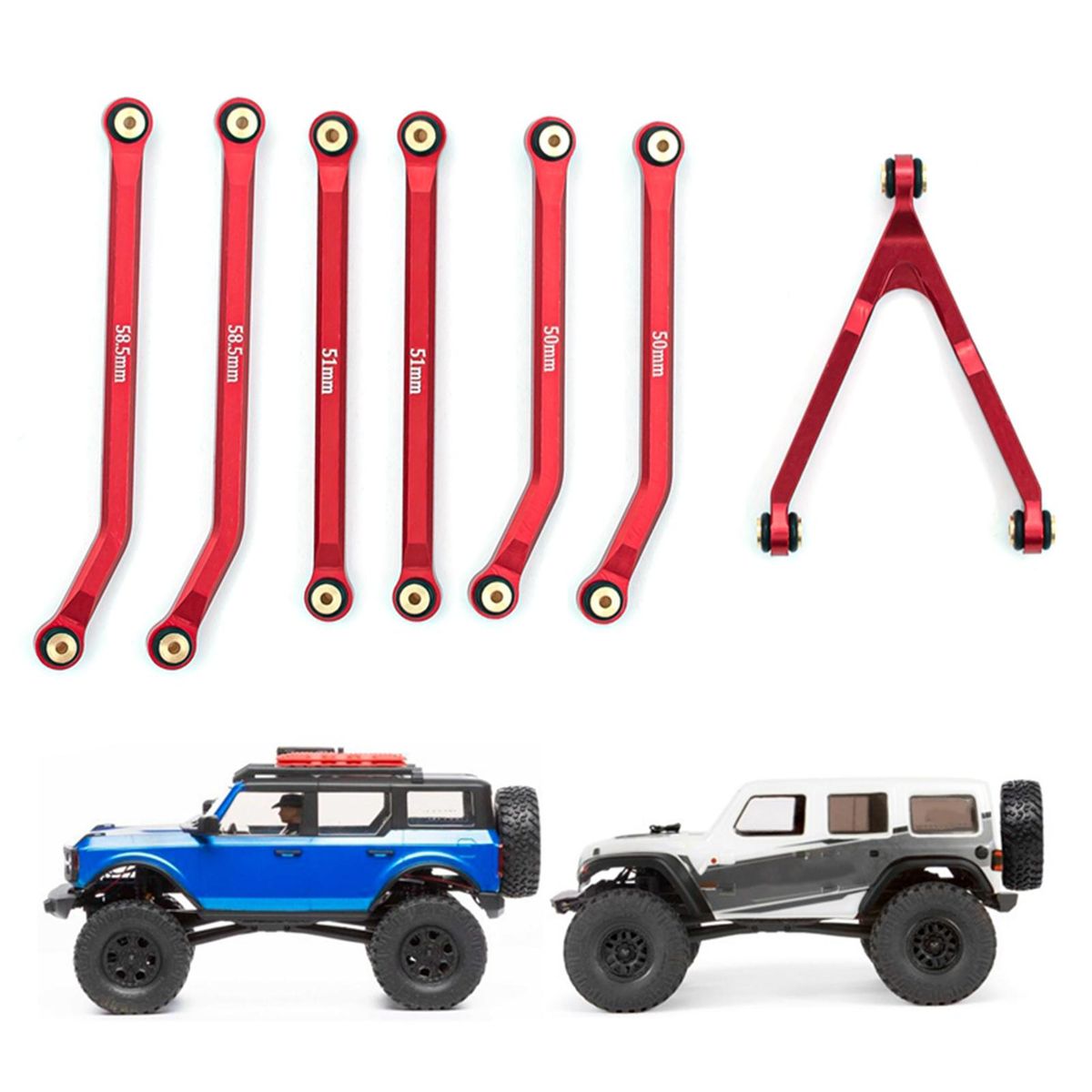 RC Car High Clearance Chassis Links Sets Aluminum Alloy Rod Replacement for 1/24 Axial SCX24 C10 Bronco JEEP RC Car