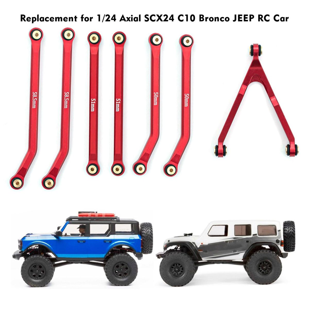 RC Car High Clearance Chassis Links Sets Aluminum Alloy Rod Replacement for 1/24 Axial SCX24 C10 Bronco JEEP RC Car
