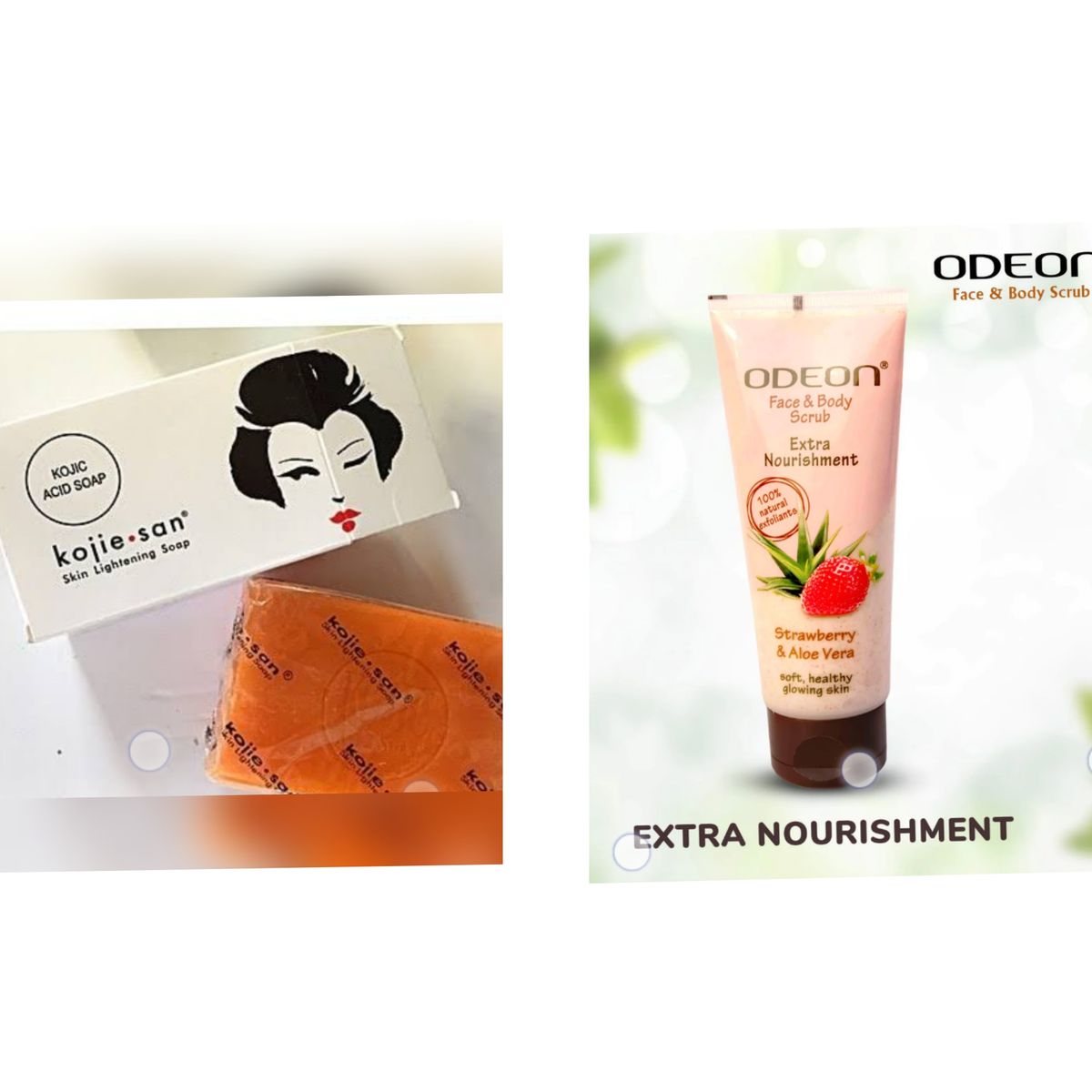 Kojic Acid Soap + Odeon Strawberry And Aloe Face Scrub
