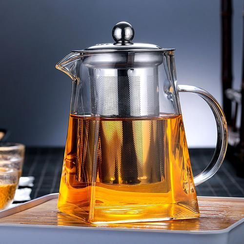 Heatresistant Glass Square Teapot Stainless Steel Filter Scented Tea High Temperature Resistant Thickened Black Tea Green Teapot