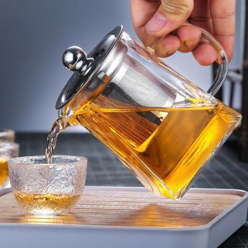 Heatresistant Glass Square Teapot Stainless Steel Filter Scented Tea High Temperature Resistant Thickened Black Tea Green Teapot