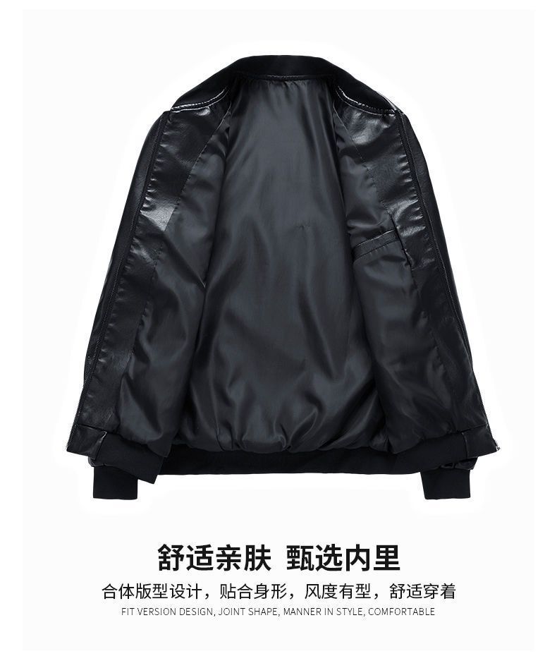 Men Faux Leather Jacket M-7XL（Black）