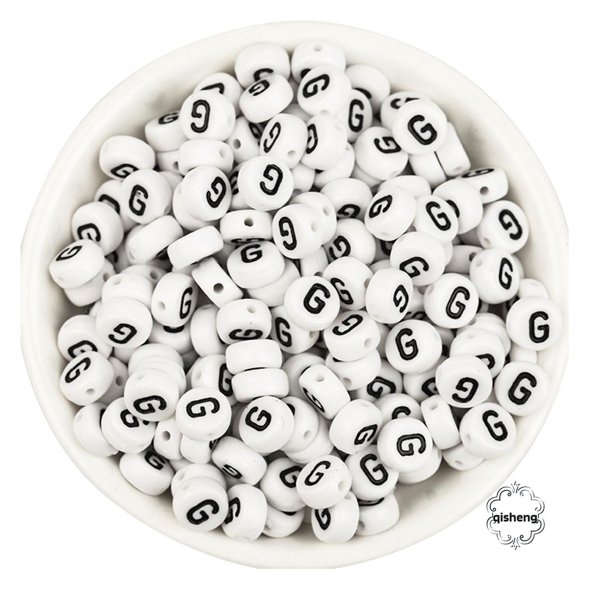 Round Flat Letter Acrylic Beads With 100 Piece Stylish