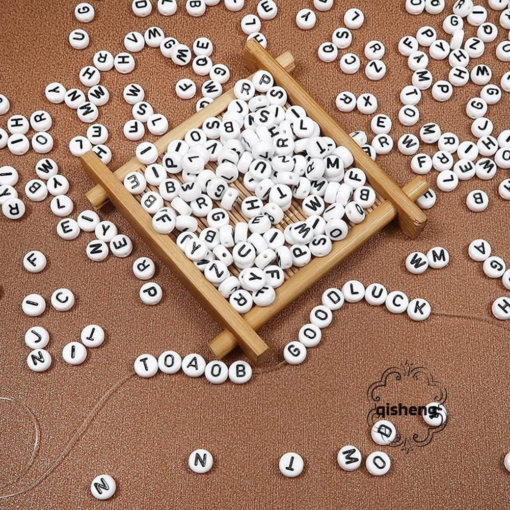 Round Flat Letter Acrylic Beads With 100 Piece Stylish
