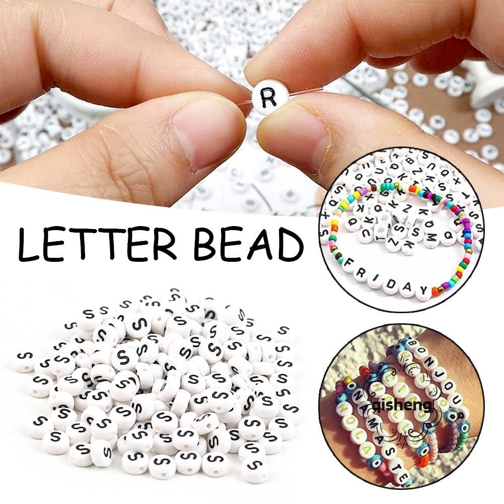Round Flat Letter Acrylic Beads With 100 Piece Stylish