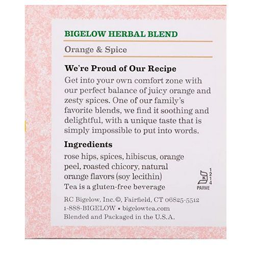 Orange & Spice Herbal Tea Bags, 20 Count Box Pack X 6