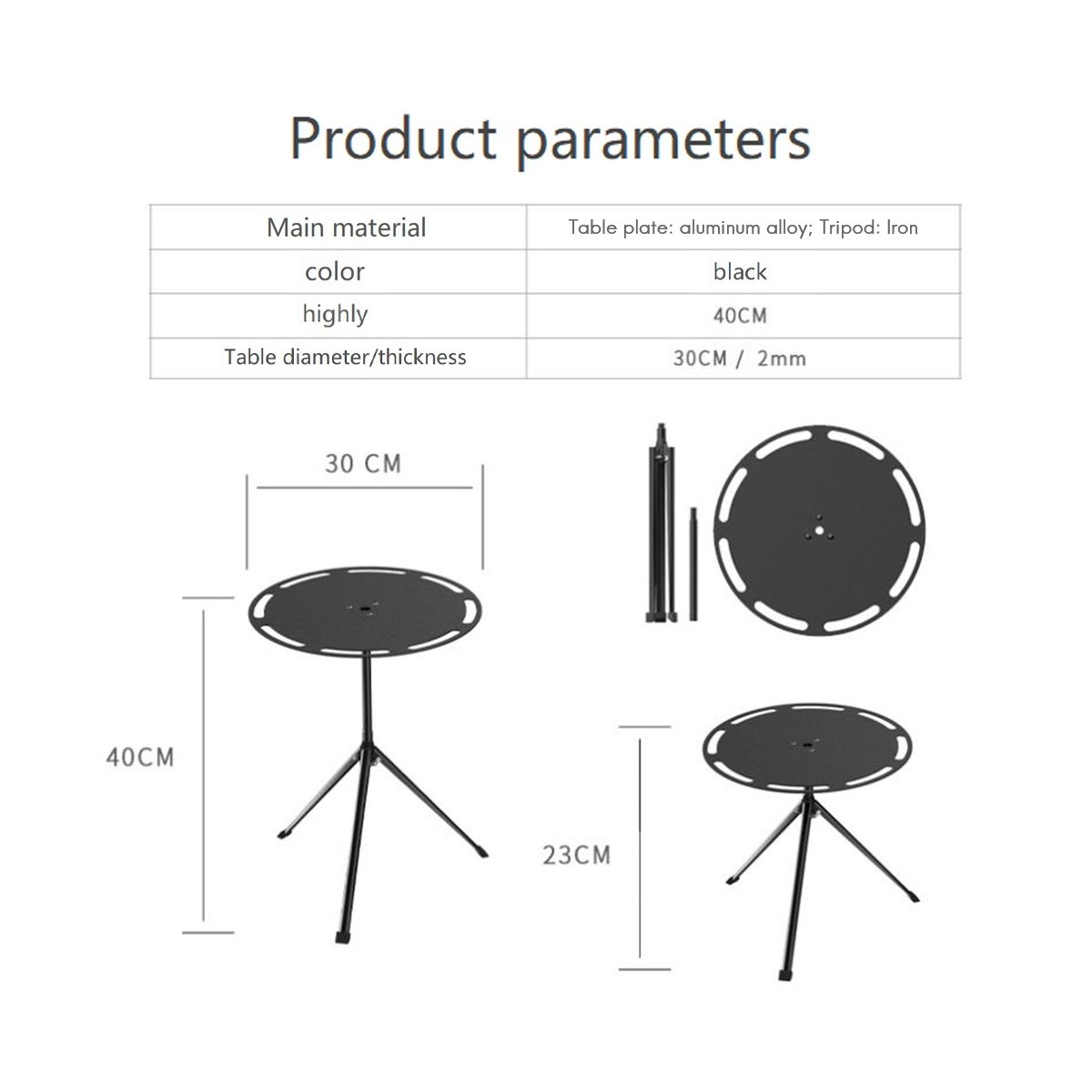 Retractable Tripod Folding Table Camping Barbecue P