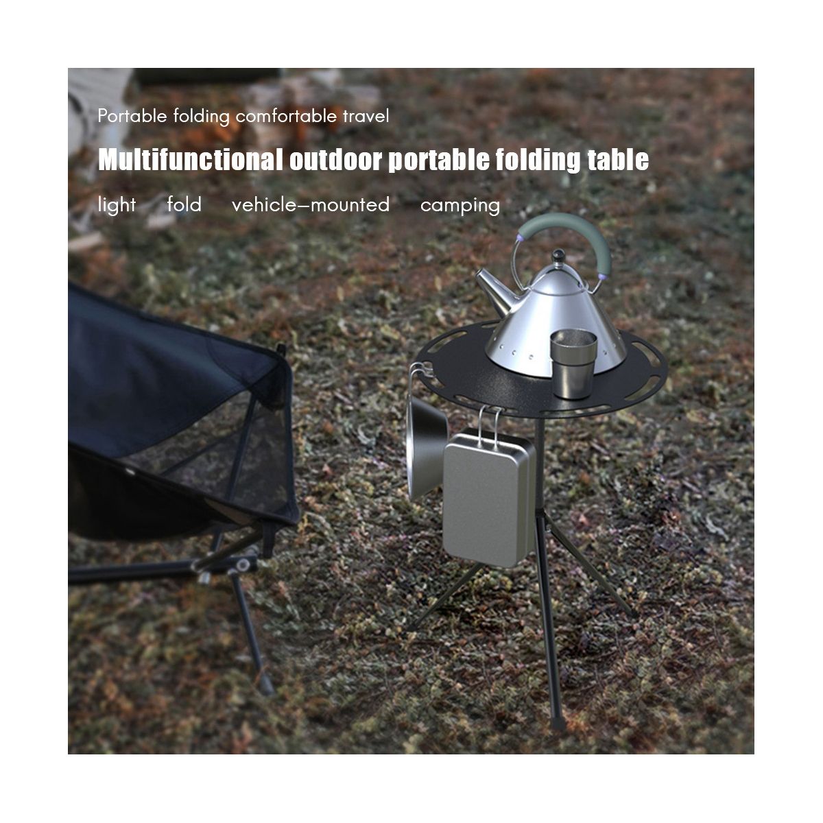 Retractable Tripod Folding Table Camping Barbecue P