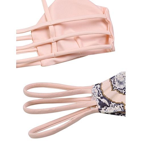 New Fashion Stylish Women Sexy Bikini Set Print Bandage Swimwear Swimsuit - Apricot