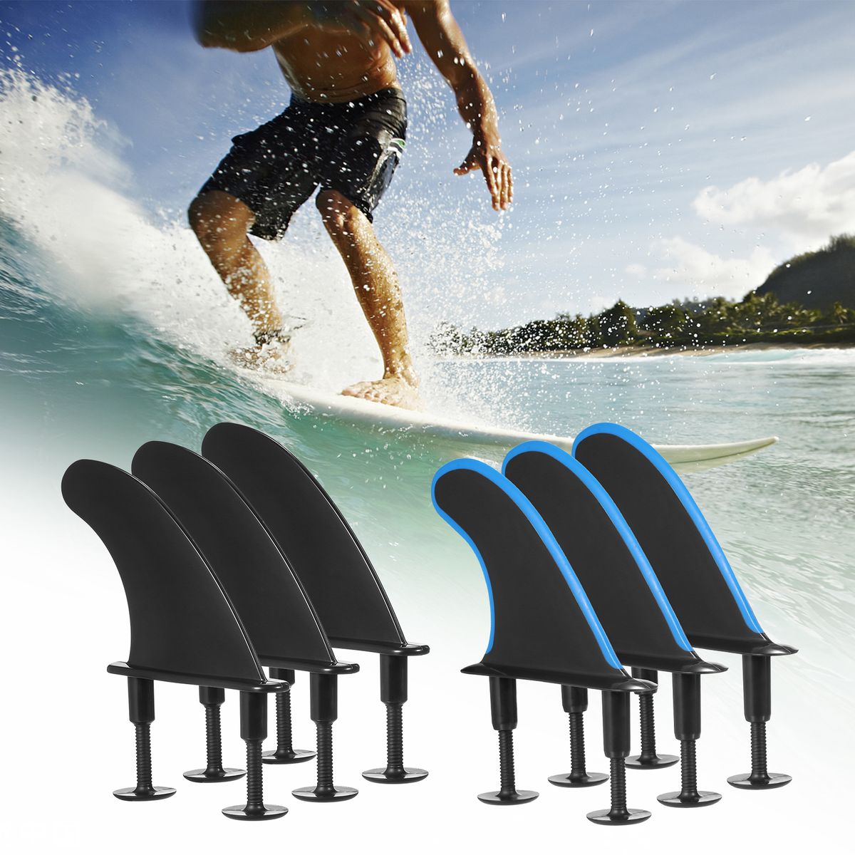 3pcs Soft Surfboard Fins With Screws 4.5 Inch Surf Fins For