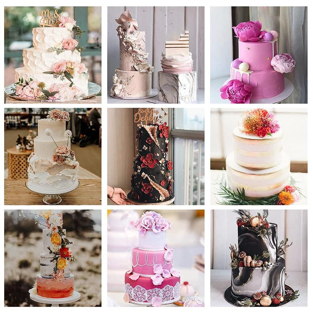 Cake Stand Cake Plate 4 Reusable Cake Supports with 12 Plastic Dowel Rods Cake Supports for Multi-Tier Cake Decoration