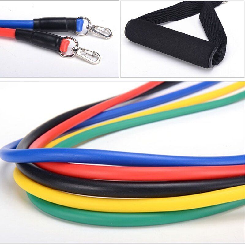 11PCS Durable Resistance Bands Yoga Pilates Abs Exercise