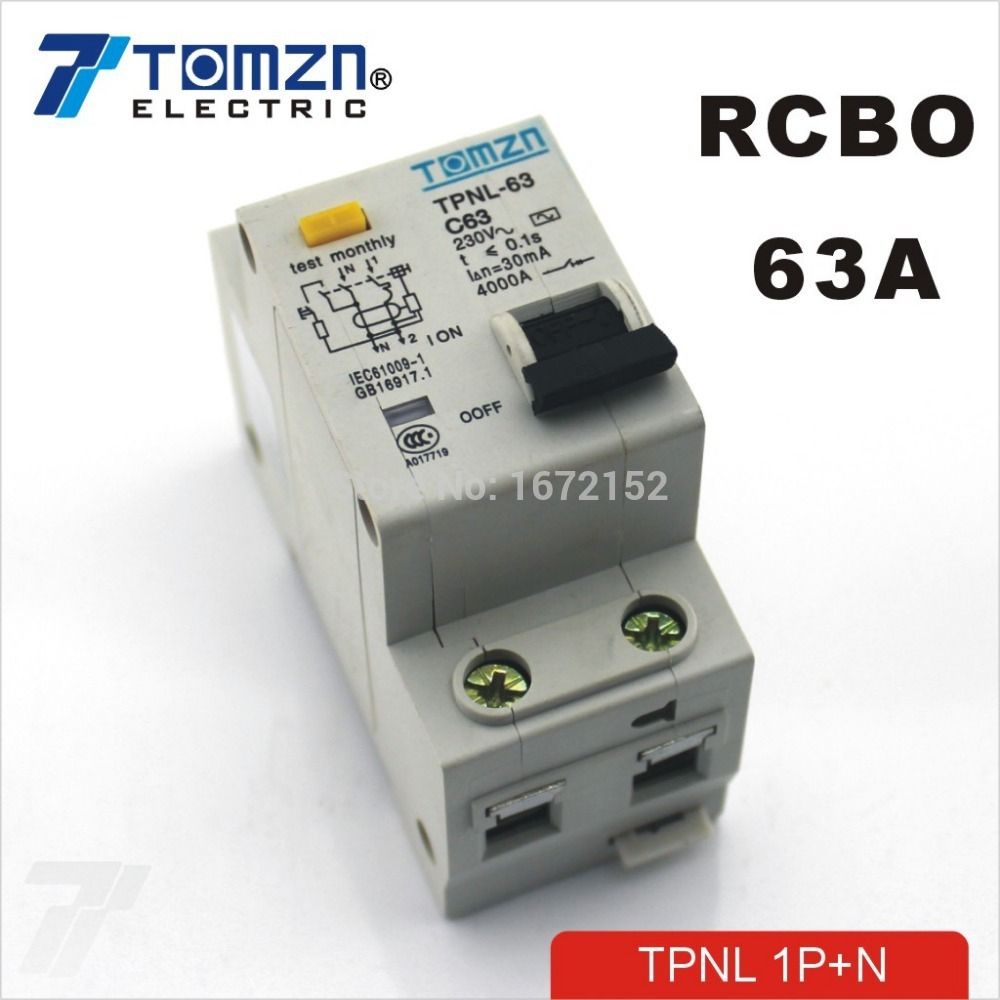 230V~ TPNL 1P+N 50HZ Circuit 60HZ 63A Current Residual