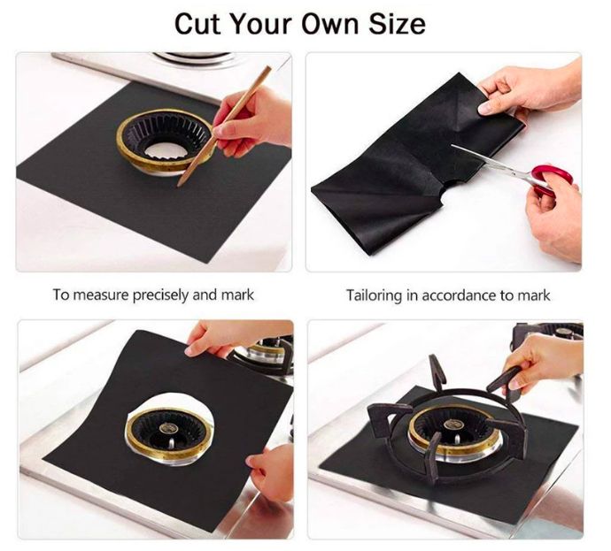 4pcs/set Gas Stove Reusable Protection Cover For Gas Burners