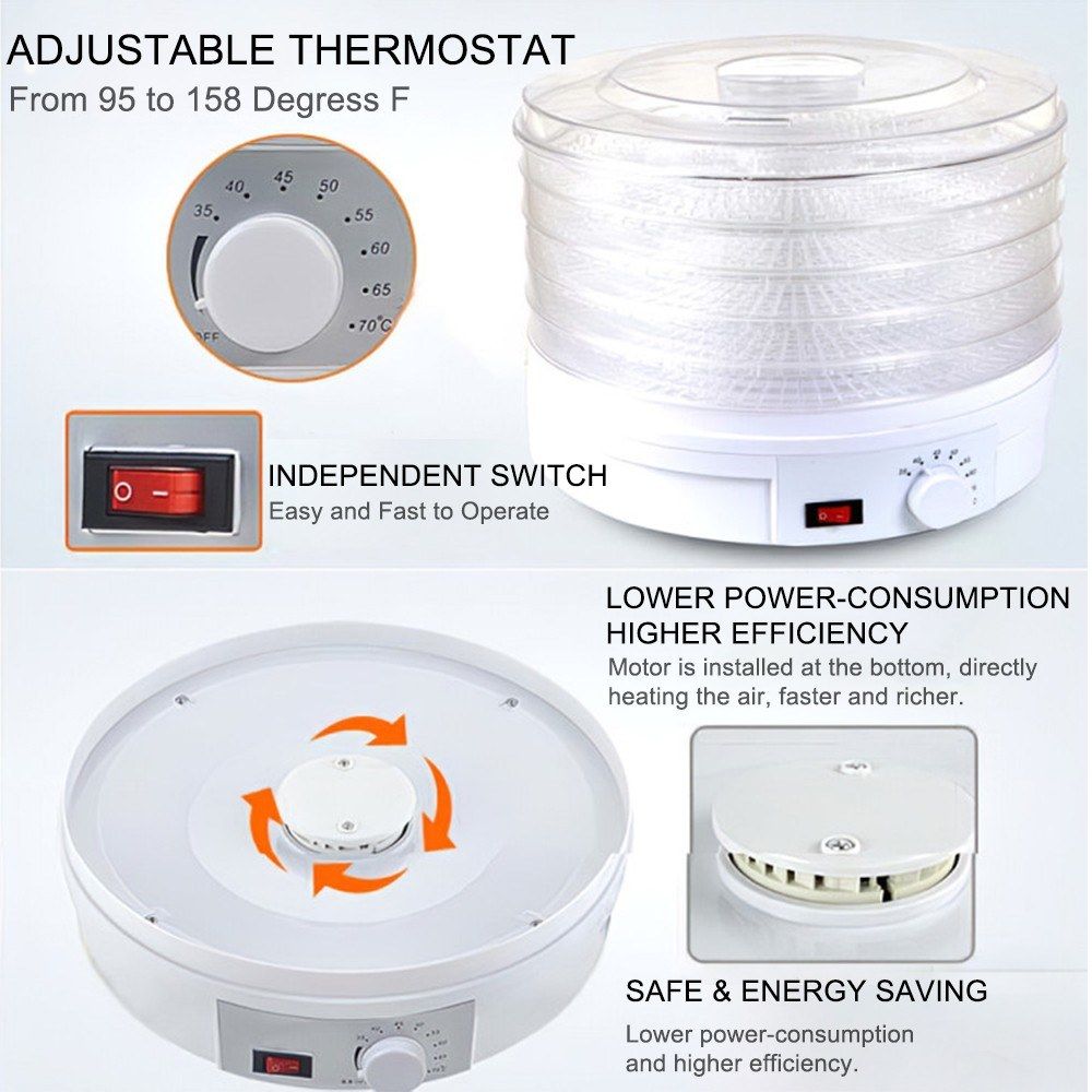 Electric Food Dehydrator Machine 5 Tray Tier Fruit Dryer