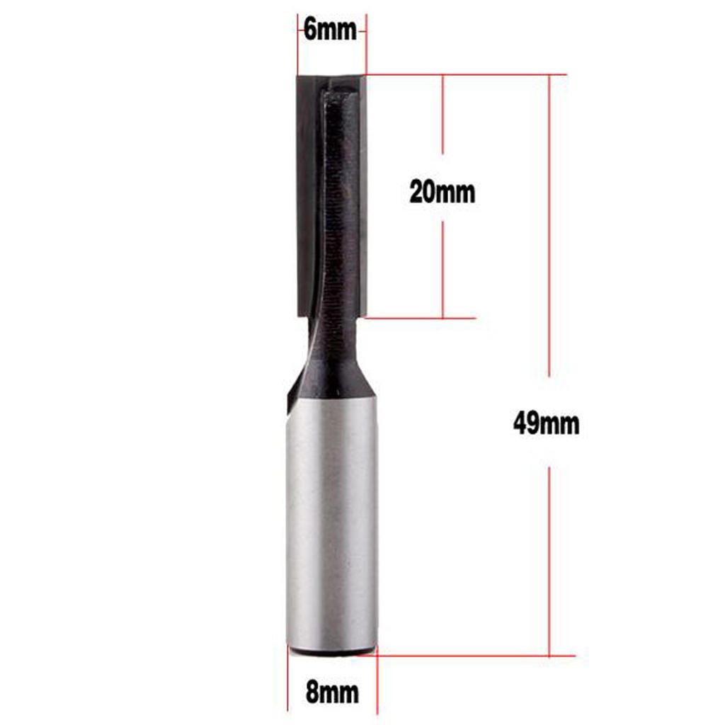 2X 8MM SHANK BOTTOM CLEANING STRAIGHT/DADO ROUTER BIT 6MM WOOD