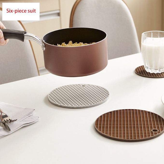 Silicone Waterproof Table Mat Heat Insulation Pot Mat 6pcs